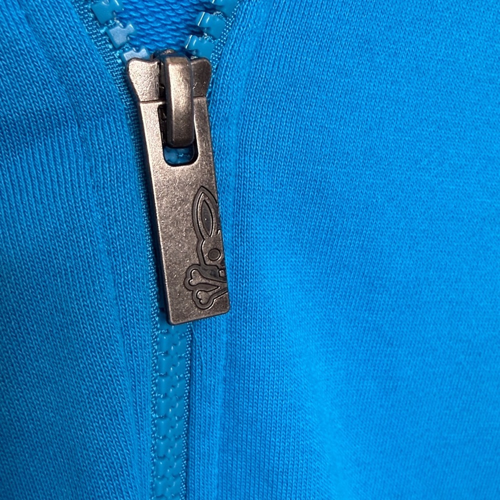 Psycho Bunny Mens Hoodie Full Zip Vibrant Blue with Colorful Logo Size Medium - Picture 5 of 6